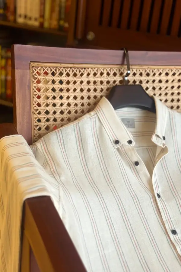 Cream With Green Orange Stripes