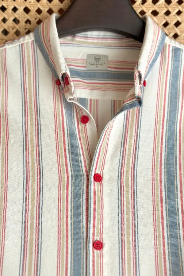Off White with Multi Colour Stripe