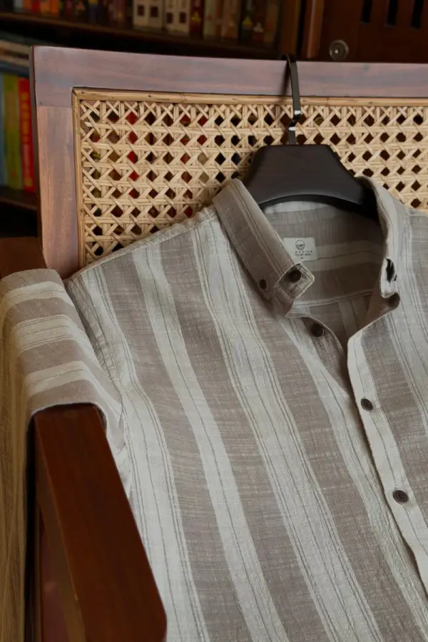 Beige with Warm Taupe Stripe