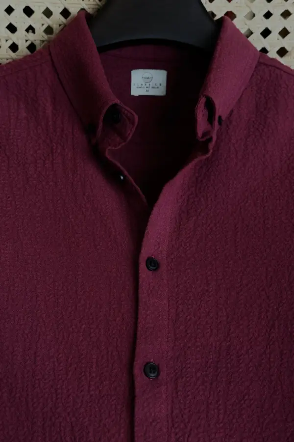 Deep Burgundy Structured Cotton