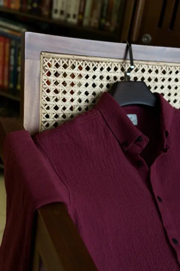 Deep Burgundy Structured Cotton
