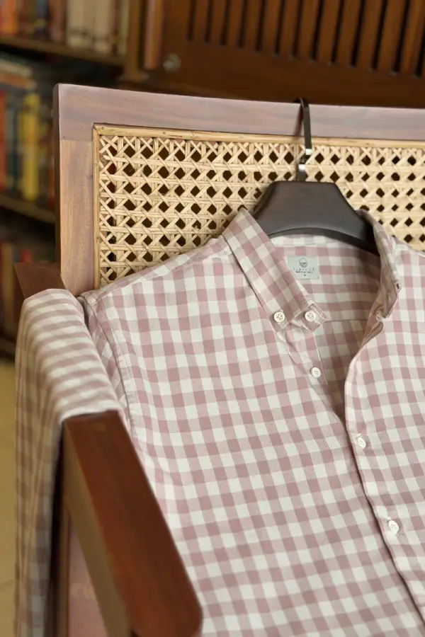 Dusty Rose & Off White Gingham Check
