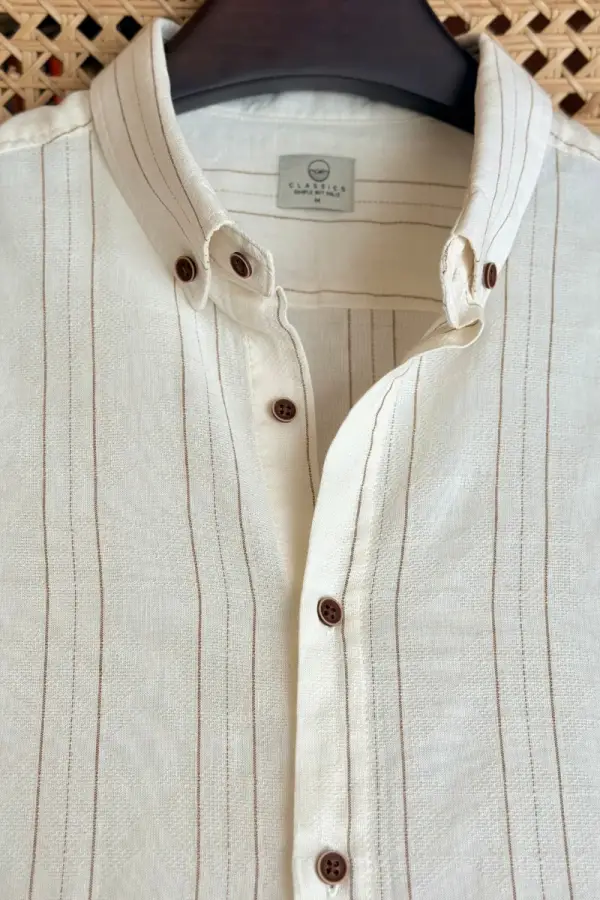 Warm Cream With Brown Stripe