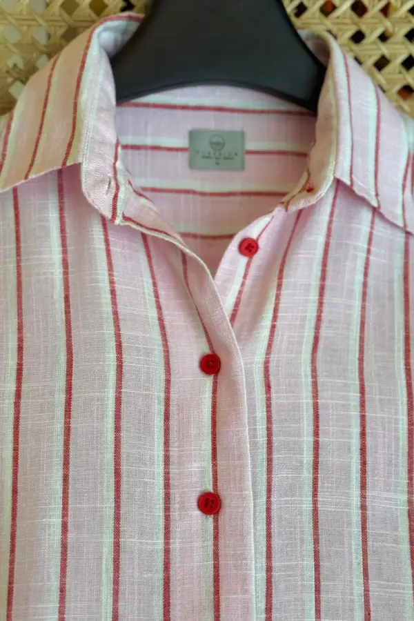 Pink With Red White Stripe Remi Cotton