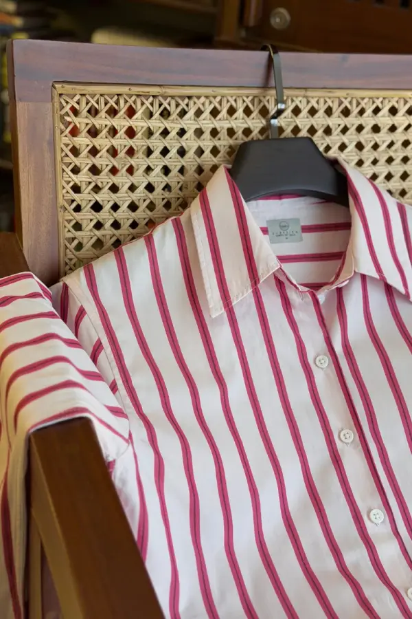 Light Pink With Light Red Carmine Stripe